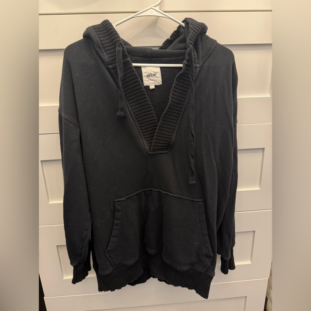Aerie hooded V-neck slouchy sweater